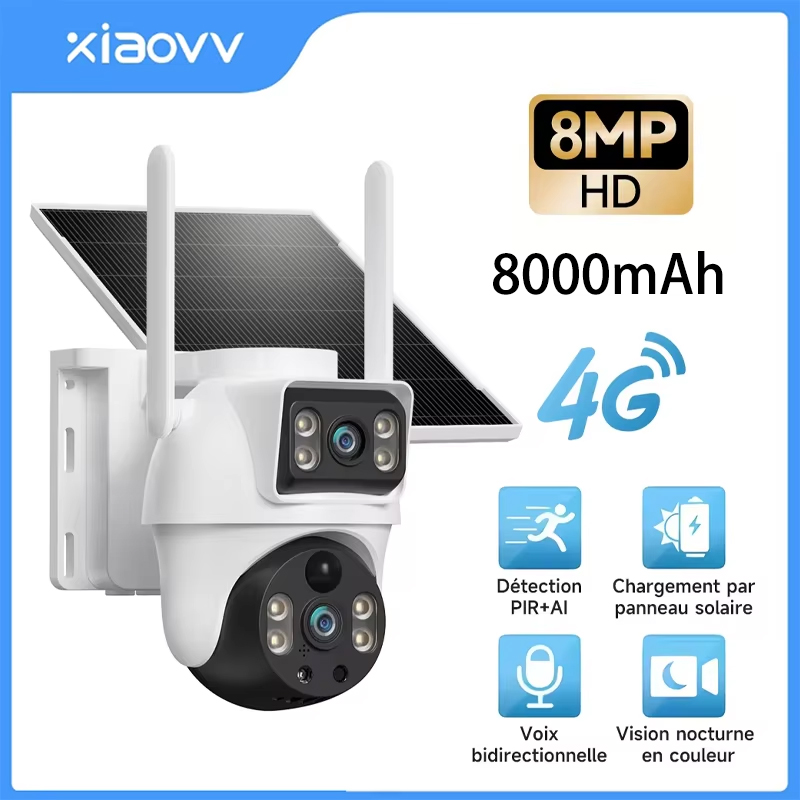 Outdoor Sport Camera - XIAOVV 8MP 4G LTE Solar Outdoor