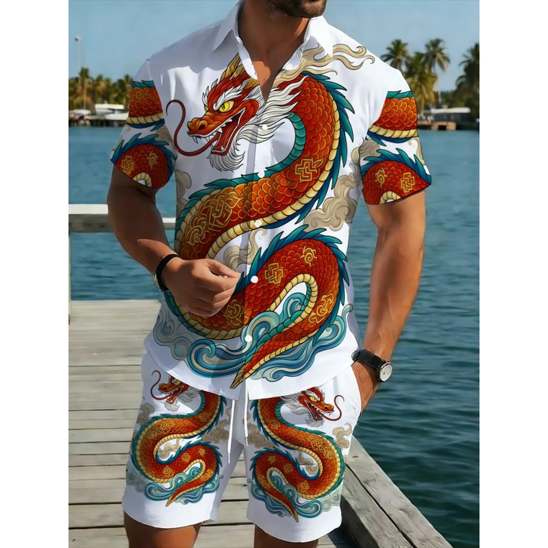 Summer Men's 2 Piece Dragon Pa - Outdoor Sportswear ulasan dan harga
