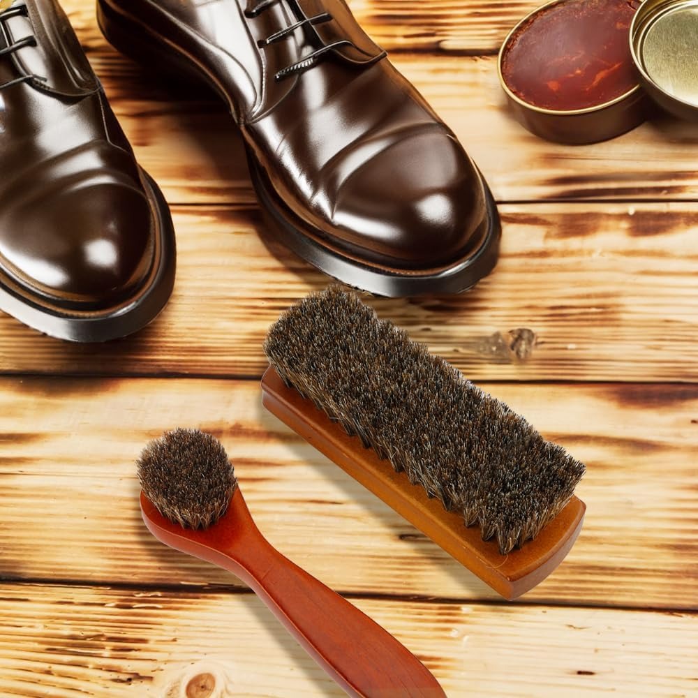 2 Pc Horsehair Shoe Brush Set, - Brushing Boot Horse ulasan dan harga