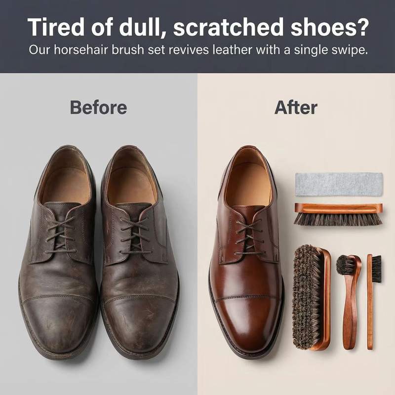 Horsehair Shoe Brush Set Leath - Brushing Boot Horse ulasan dan harga